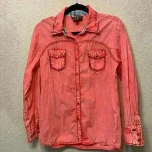 Pink Cowgirl Up button down sz L western cowgirlcore cowgirl rodeo farm ranch